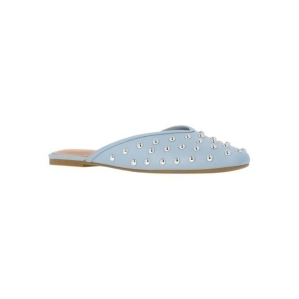 Blue Embellished Mule Flats Silver Dome Accents Size 8 New NWT - Picture 5 of 7